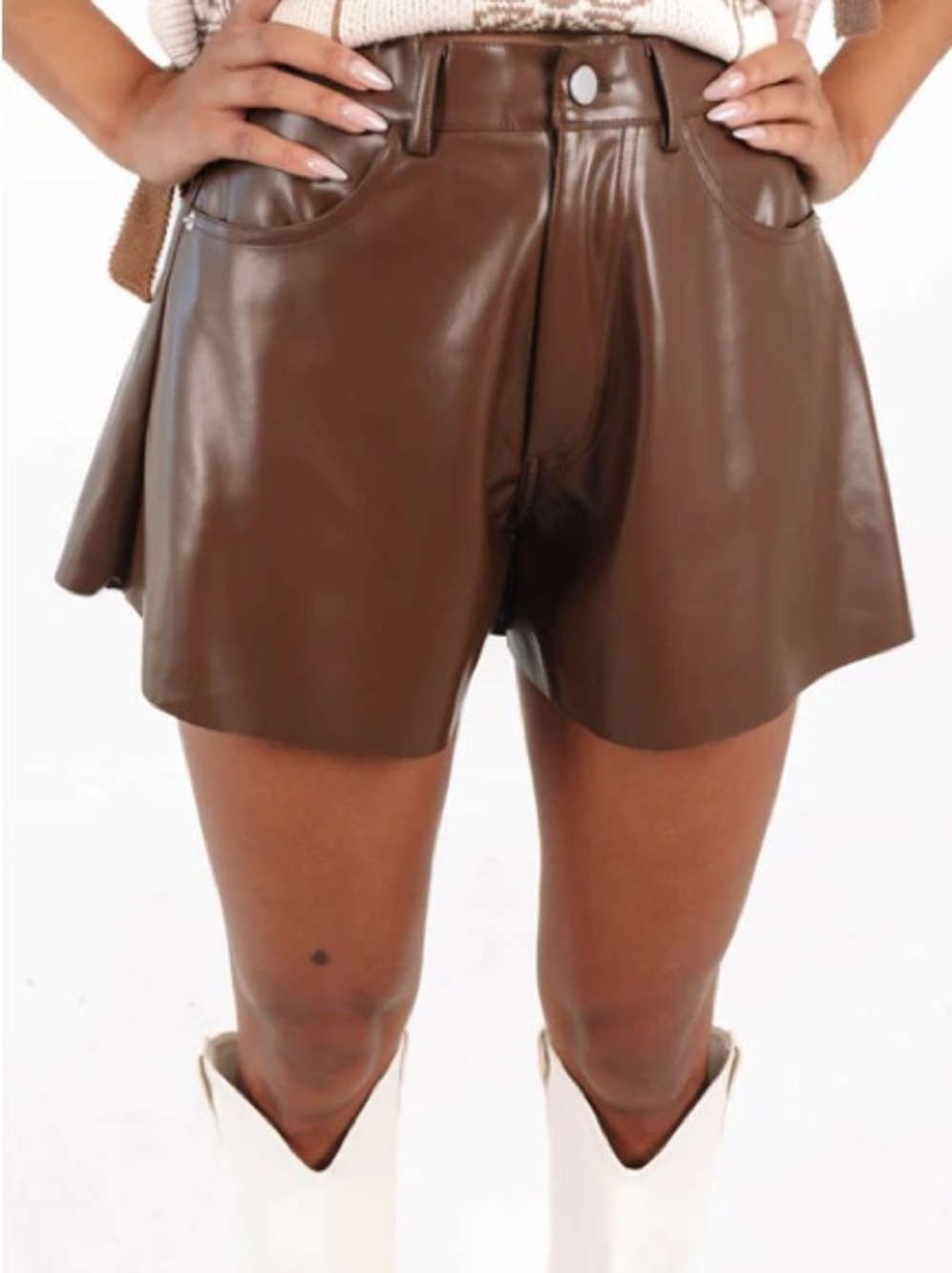 Women's Brown Leather Shorts